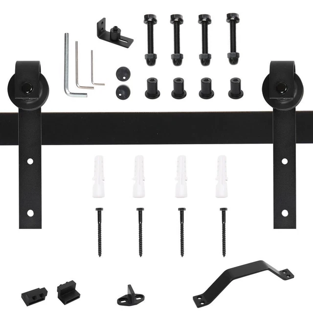 5.5FT Aluminum Sliding Barn Wood Door Hardware Kit Track Roller Cabinet