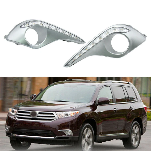 Luci di marcia diurna LED luci diurna AMBber bianco lampada cromata per Toyota Highlander