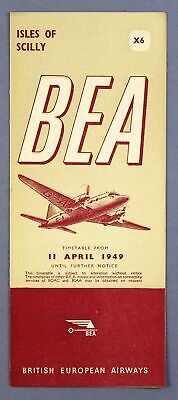 Bea British European Airways Isles Of Scilly Airline Timetable April 1949