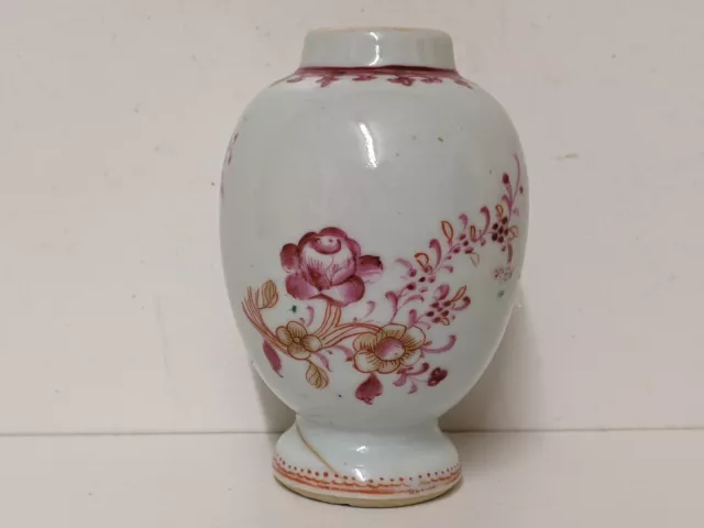 A Puce Floral Pattern Qing Dynasty C18th Chinese Porcelain Tea Caddy