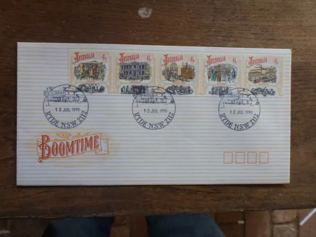Australia 1990 Boomtime Set/Strip 5 Stamps Fdc- Ryde, Nsw