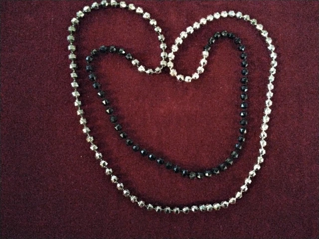Sparkly Sophisticated Silver And Black Necklace 100cm Total Length