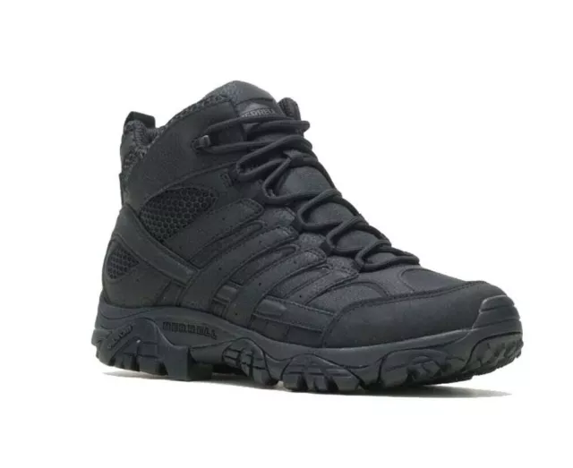 Merrell Men's J15853 Moab 2 Mid Soft Toe Waterproof Tactical Boots Black