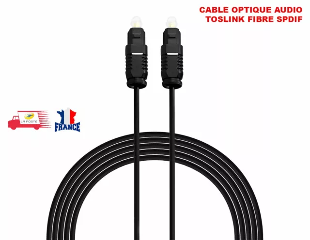 Cable Optique Audio Numerique Digital Toslink Fibre Optique Mâle Mâle Spdif 1M