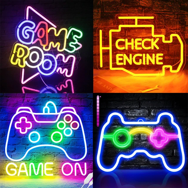 NEON SIGN LIGHT Retro 3D Game LED Night Lighting for Game Room Bedroom ...