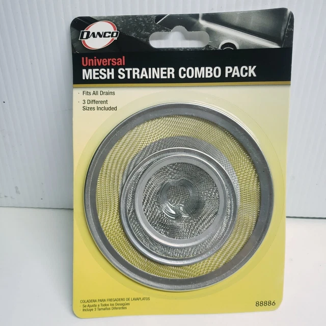 Danco Chrome Stainless Steel Universal Strainer Combo Pack 3 Diff Sizes