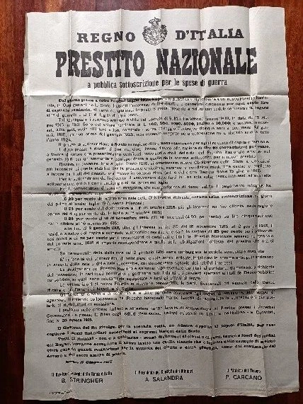 15088-Roma, Manifesto: Prestito Nazionale Per Le Spese Di Guerra, Giugno 1915