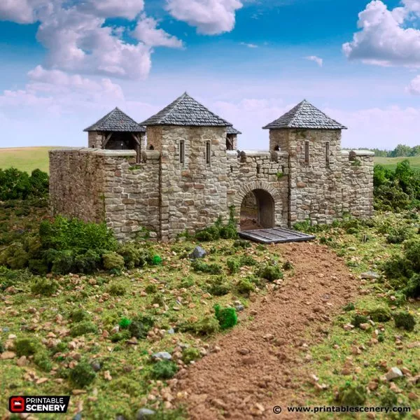 Norman Stone Fort Walls - King and Country - Printable Scenery Terrain Wargaming