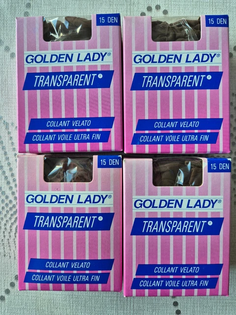 Lot De 4 Collants Golden Lady Taille 1 - 15 Deniers, Couleur Paola, Très Transparents