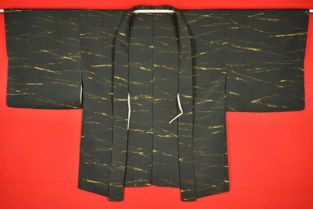 Vintage Japanese Kimono Silk Antique BORO HAORI Kusakizome Dyed/A675/540