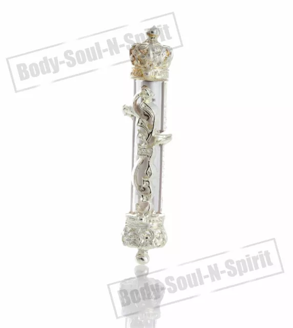 925 SILVER PLATED Car Mezuzah - Hebrew Psalms Scroll Israel Jewish Judaica Gift 2