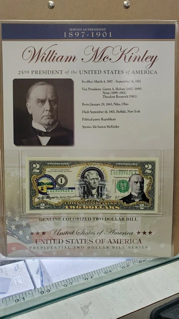 US PRESIDENTS COLORIZED $2 Bill - William McKinley Commemorative $2 Currency £5.72 - PicClick UK