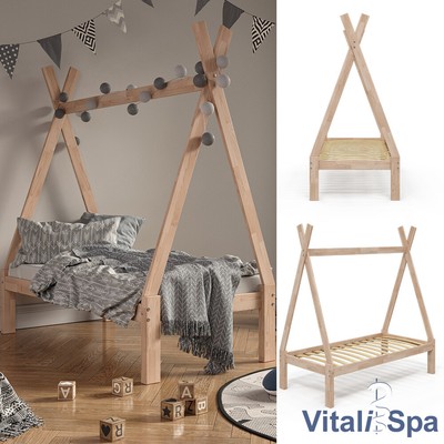 Tipi Neuf Livraison Incl Cadre de Lit Enfant Bois Style Tipi 70 x 140cm Garcon Filles 