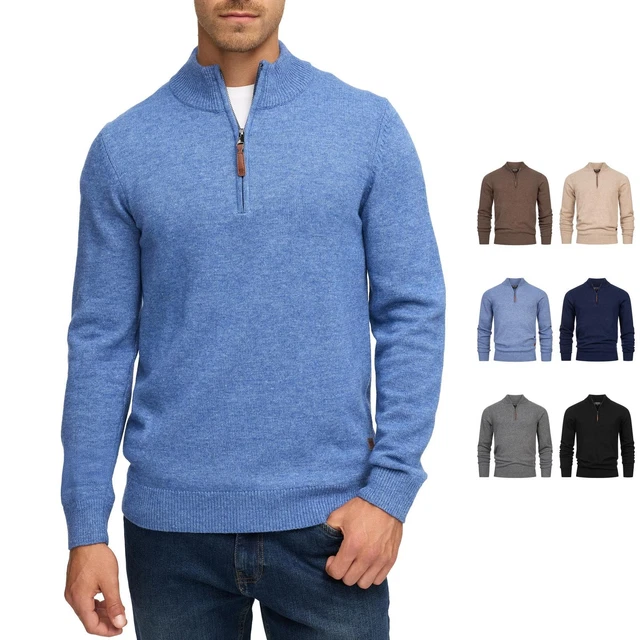 Indicode Badi Cardigan En Tricot Fin Avec Col Montant Pour Homme, Bleu Marine (400)., S