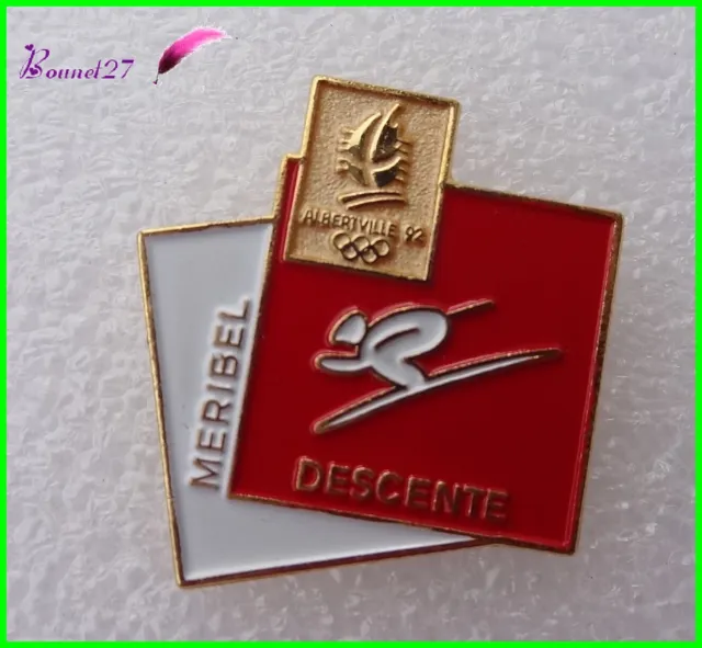 Pin's Jeux Olympique JO Albertville 1992 DESCENTE A SKI MERIBEL COJO 1991 #S1