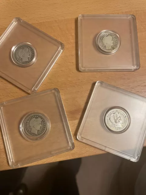 Lot of 4 - Barber Dimes 1908, 1909, 1911, and 1916
