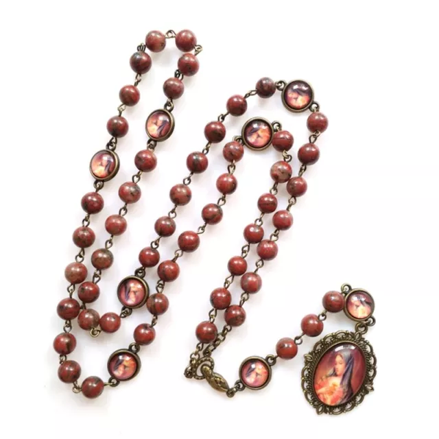 Delicate Rosary Beads Catholic Necklace with Christ Religious Amulet