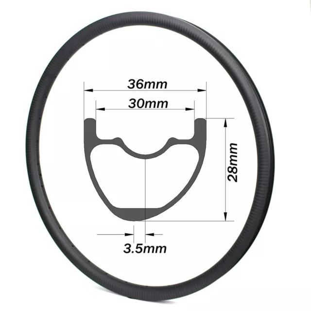 Mtb Carbon Rim 29er 36mm Width 28mm Depth XC AM Hookless Asymmetric Rims