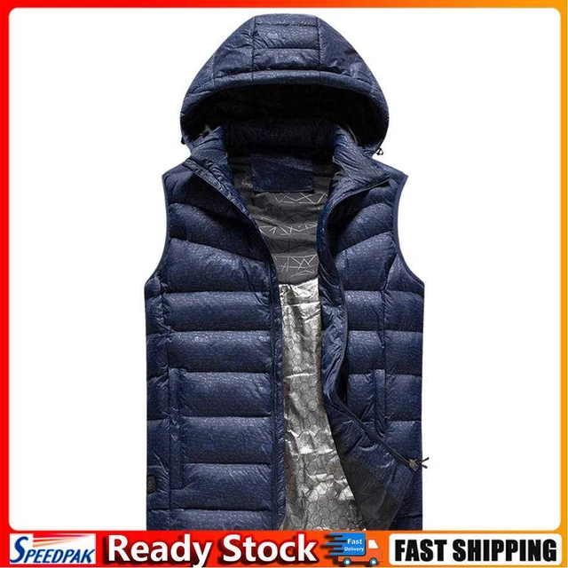 USB Electric Heated Vest Heating Winter Thermal Vest Waistcoat (L Blue)