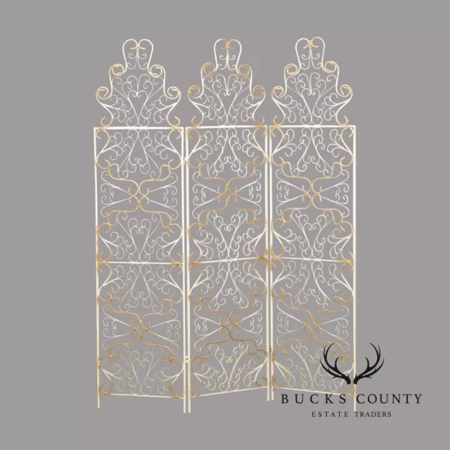 Mid Century Wrought Iron Three-Panel Folding Screen