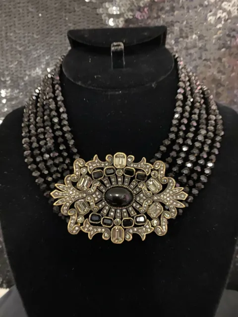 SIGNED SPECTACULAR Heidi Daus Enticing Elegance 6 Strand Crystal Beaded Necklace