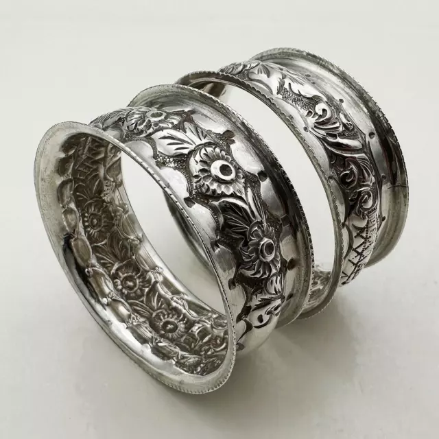 PAIR NAPKIN RINGS STERLING SILVER EDWARDIAN Birmingham 1901 W H Sparrow