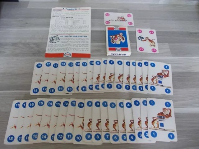 Tankstelle werbung - alt und selten ESSO Spielkarten (mit Tiger) + Holzzug ARAL