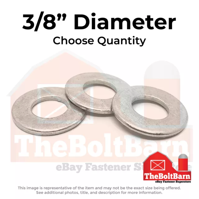 3/8" Stainless Steel SAE Flat Washers (Choose Qty)