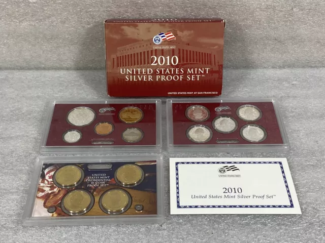 2010-S US Mint Silver Proof Set with COA & Box 14 Coins