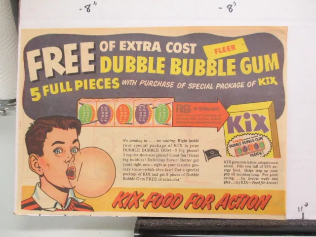 newspaper ad 1953 FLEER dubble bubble gum KIX cereal box premium PEPTO BISMOL