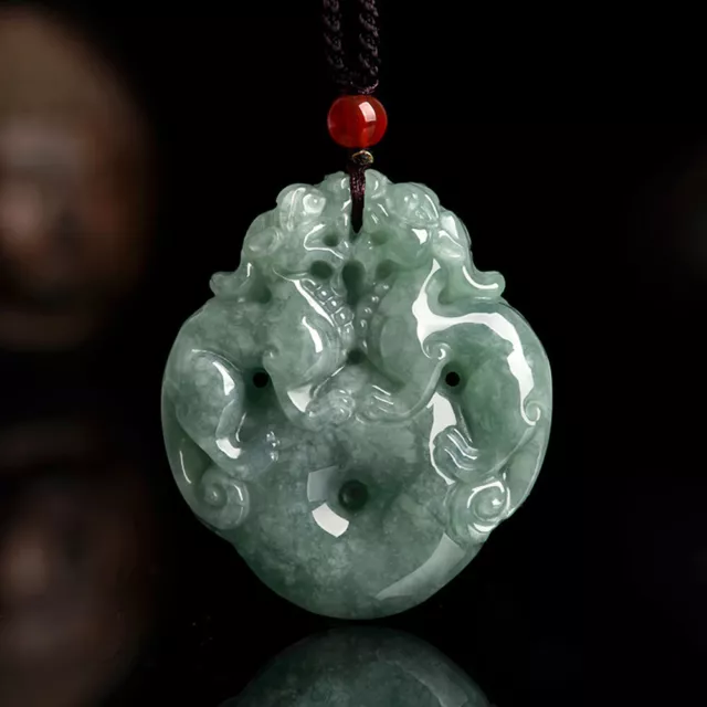 New High Quality 100% Natural Jade Grade A Jadeite Lucky Pixiu Circle Pendant