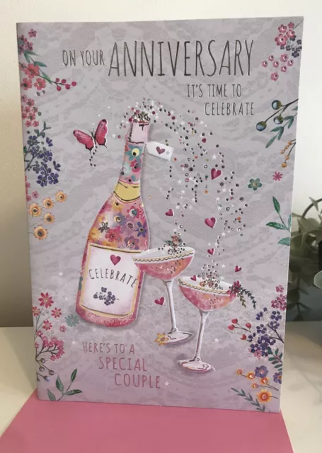 On Your Anniversary card With love to a special couple colour inside. Foil.