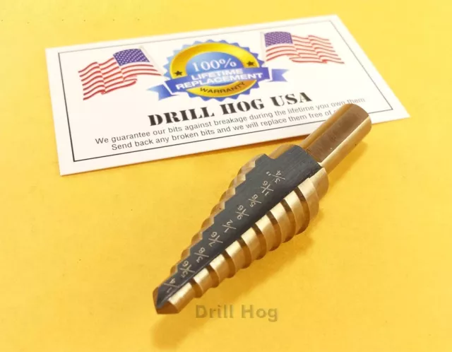1/4 - 3/4" Step Drill Bit Reamer UNIBIT M7 Step Bit Drill Hog Lifetime Warranty