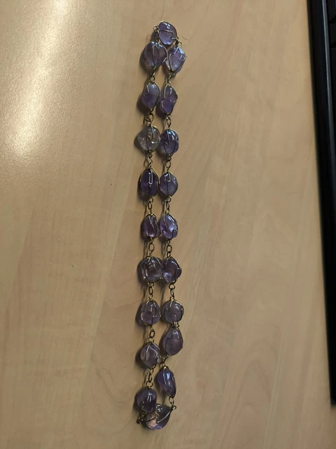 Collier Court Double Rang Perles Baroques Nacre Et Améthystes Naturelles - Vintage Années 70/80
