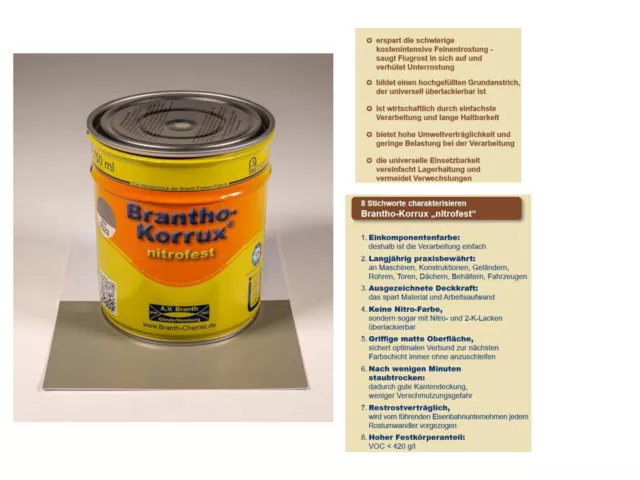 Brantho Korrux nitrofest 750ml Rostschutz RAL 7023 betongrau Metallschutz Farbe