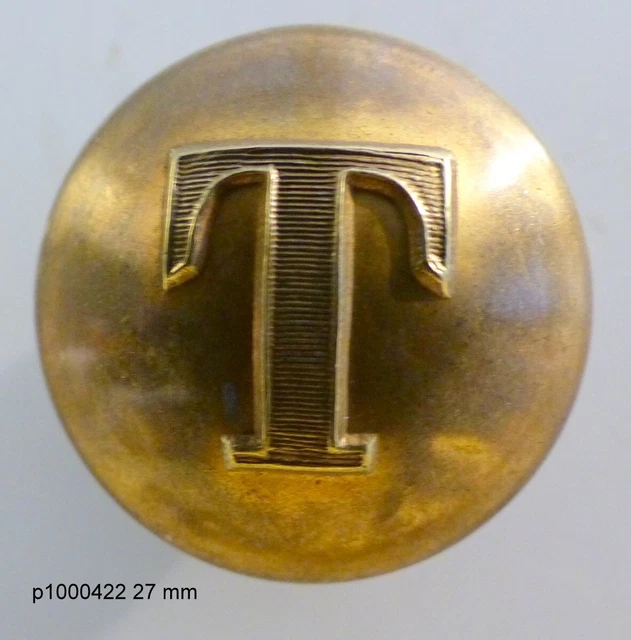 GROS  BOUTON Ancien  Bombé  :   Lettre T  .  LIVREE/UNIFORME    27  mm . TW&W