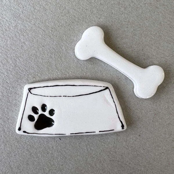 Ceramic Dog Bowl & Bone ~ Mosaic Tile, Mosaic Inserts, Craft Tiles