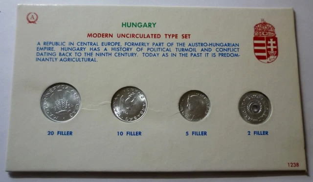 1961 1963 1964 Hungary - Unc Type Coin Set (4) - 2, 5, 10, 20 Filler - Beauty!