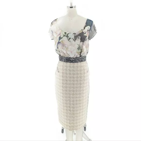 Rachel Roy Tweed Floral Dress 2 preppy cocktail party wedding holiday french