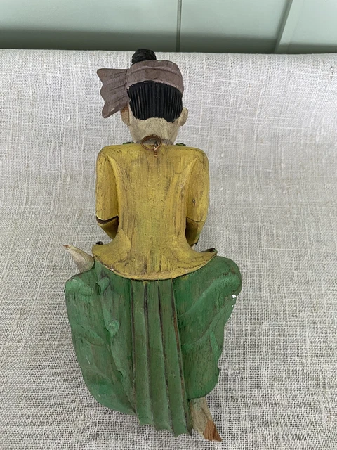 Vtg. Hand Carved Hand Painted Burmese Musician Figure Wall Hangings 6