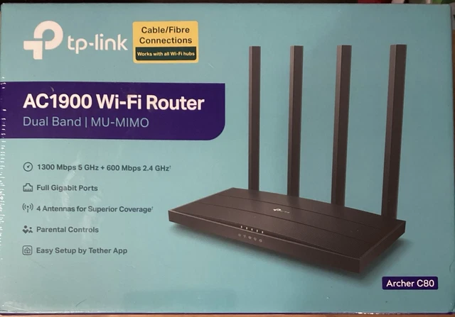 TP-Link Archer C80 WiFi Router AC1900 MU-MIMO Black New Boxed And Sealed