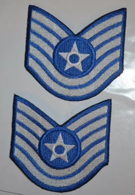 Usaf Rank Patches   Technical Sergeant  Embroidered  Sew On Patches  Qty 2