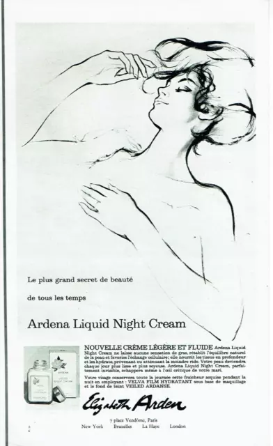 publicité Advertising 0423  1965  produits  cosmétiques nuit   Elizabeth Arden