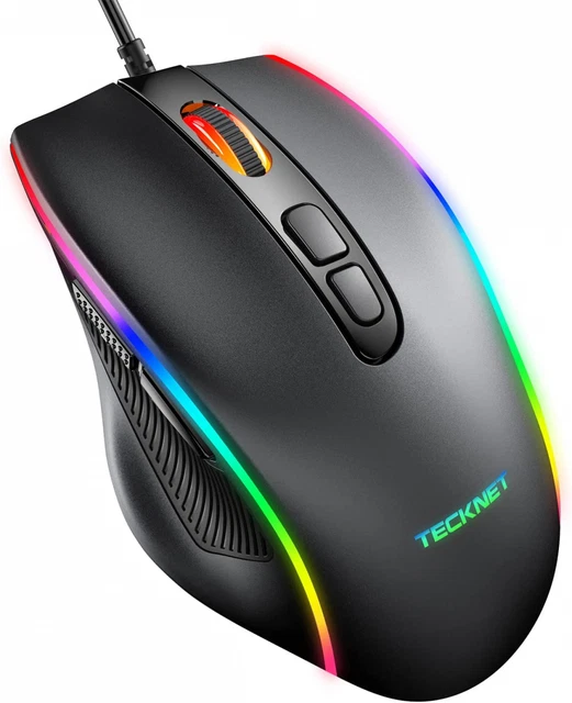 Wired Gaming Mouse, RGB Mouse [Breathing LED] , USB Gold