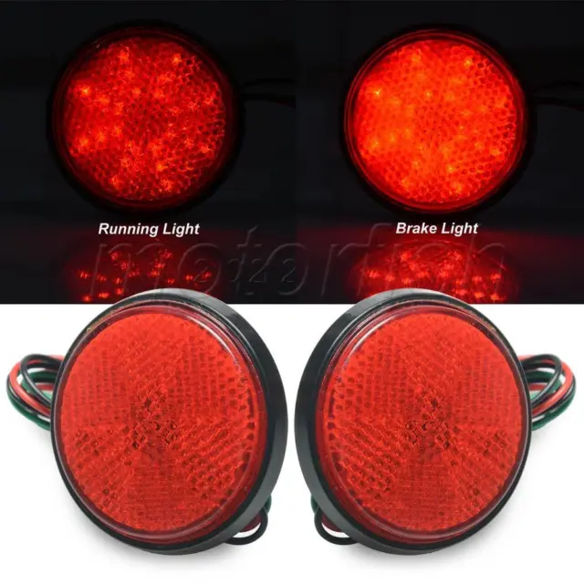 Red Universal Screw-In Mount Round Warning Reflector Marker for Motorcycle ATV