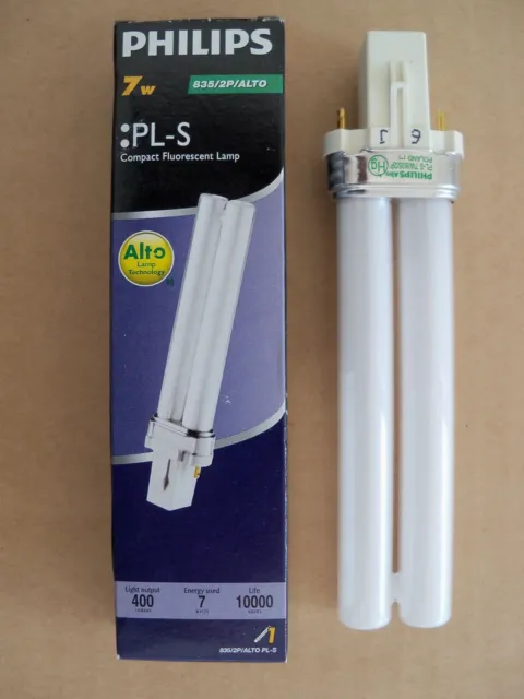 Philips CFL Lamp Bulb PL-S 7W/835/2P ALTO - 2 Pin G23 Base 3500 Kelvin 7 Watt