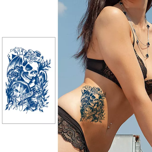 fr Animal Skeleton Temporary Tatto Sticker Fashion Arm Sleeve Tattoo for Woman M