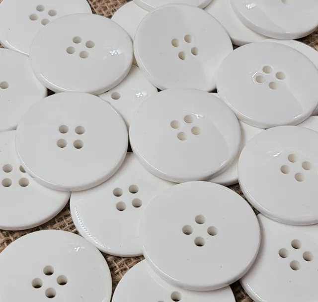 25 34mm Large White 4hole Plastic Buttons Clearance Joblot Bundle Sewing Sew DIY