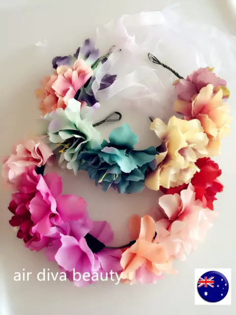 NEW Women Girl BIG Flower Party Wedding Beach Tiara Crown hair headband Garland