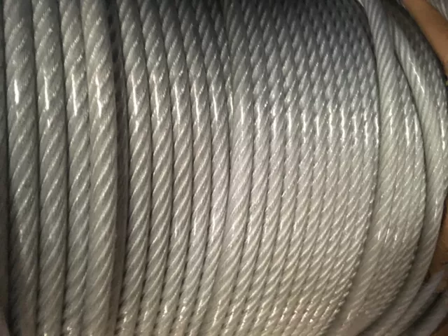 1/8"-3/16" Vinyl Coated Galvanized Aircraft Cable Steel Wire Rope 7x19-500 Feet